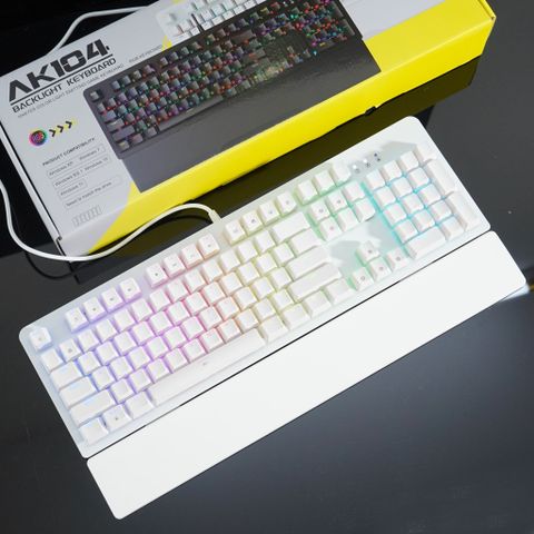 Bàn phím cơ Asestek AK104 RGB White Blue Switch