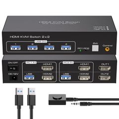  Bộ Chuyển Mạch KVM 2 Màn Hình 2 Máy Tính 4K60Hz HDMI 