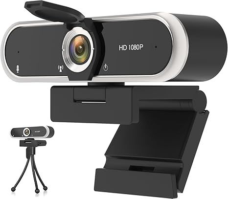 Webcam 1080P with Microphone & Privacy Cover for PC/Laptop