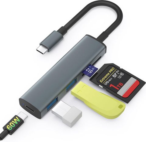 Đầu Đọc Thẻ TIANSONG USB-C 4 Cổng Sạc PD 60W
