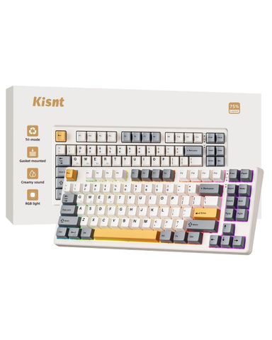 Bàn phím cơ Kisnt KN85 75% – Không dây 3 chế độ, gõ creamy, phong cách retro