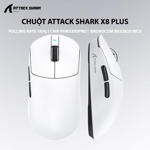 Chuột Attack Shark X8 Plus Multi Modes Trắng