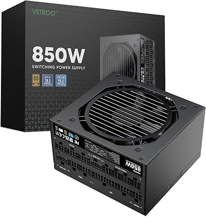 Vetroo 850W Power Supply Dual PCIe 5.1 ATX 3.1 Ready, 80 Plus Gold Full Modular