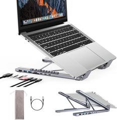  Giá Đỡ Máy Tính Bảng Kiêm Hub USB-C 8 Trong 1 Bằng Nhôm Cao Cấp 