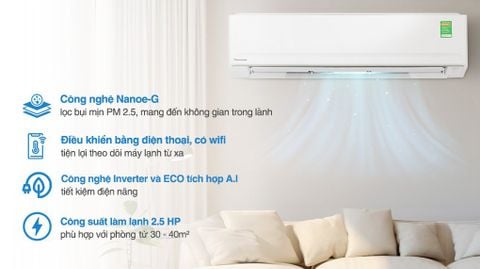 Máy lạnh Panasonic Inverter 2.5 HP CU/CS-PU24AKH-8