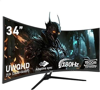 ZZA UltraWide 34 inch Curved Monitor 1500R PC Screen 180HZ/165hz