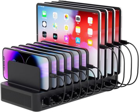 Dock sạc đa thiết bị 60W – 10 cổng USB, vách ngăn điều chỉnh