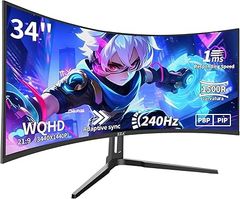  ZZA 34 Inch Curved Gaming Monitor, 3440x1440 UltraWide WQHD 240Hz 