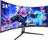 ZZA 34 Inch Curved Gaming Monitor, 3440x1440 UltraWide WQHD 240Hz