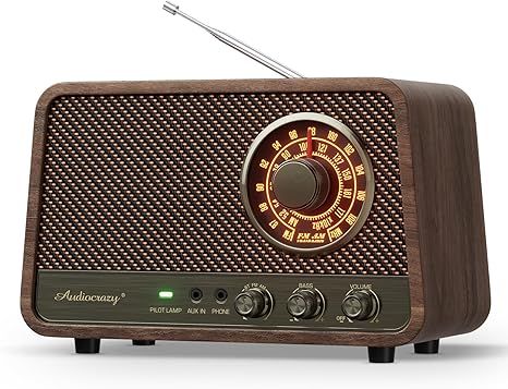 Đài AM/FM Bluetooth bằng gỗ cổ điển