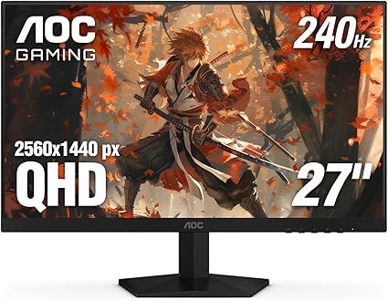 AOC 27 Inch QHD Gaming Monitor 240Hz 0.3ms, Overclock 260Hz, IPS, 2560x1440