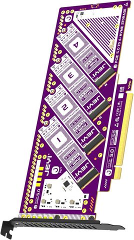 Thẻ RAID JEYI PCIe 5.0 x16 to Quad NVMe M.2