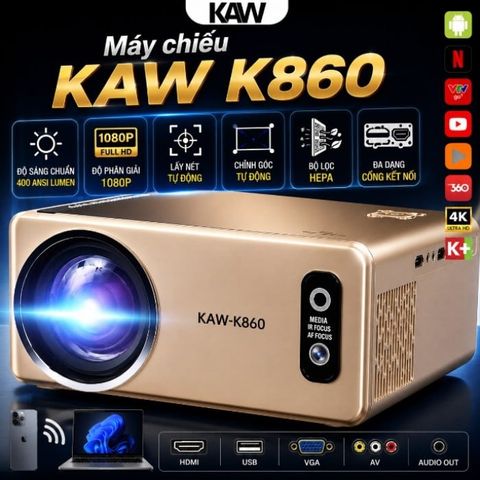 Máy Chiếu Mini KAW K860 4K – Hình Ảnh Sắc Nét, Âm Thanh Sống Động