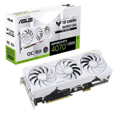 Card màn hình ASUS TUF Gaming GeForce RTX 4070 Ti SUPER BTF White OC Edition 16GB GDDR6X (TUF-RTX4070TIS-O16G-BTF-WHITE)