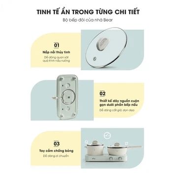 Bếp đa năng Bear SB-BD02N – Bộ bếp điện đôi hai nồi tiện lợi