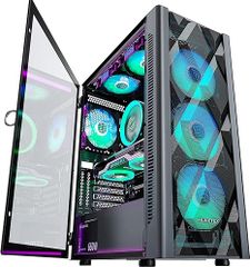  MUSETEX ATX PC Case Pre-Install 6 PWM ARGB Fans 