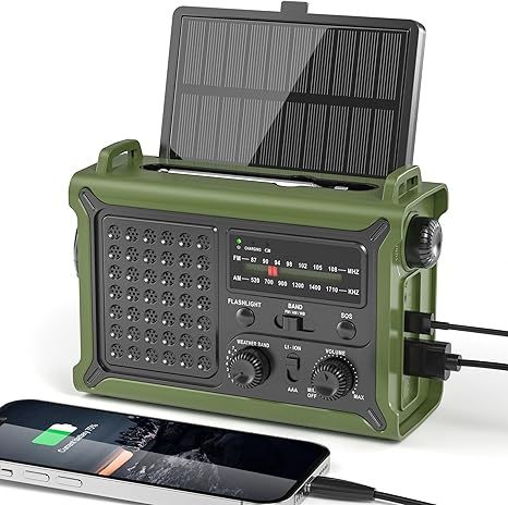 Đài phát thanh khẩn cấp năng lượng mặt trời quay tay 12000mAh