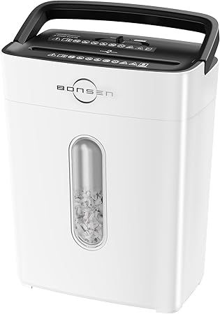 BONSEN S3101-W: Máy hủy tài liệu 8 tờ màu trắng tinh tế cho gia đình