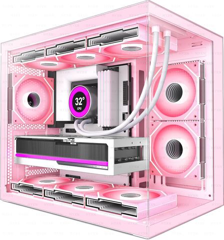Vỏ case HYXN H3 ATX Màu Hồng kèm 6 quạt ARGB vô cực
