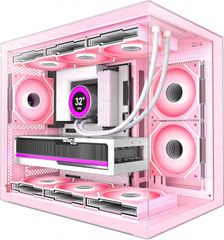  Vỏ case HYXN H3 ATX Màu Hồng kèm 6 quạt ARGB vô cực 