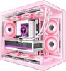 Vỏ case HYXN H3 ATX Màu Hồng kèm 6 quạt ARGB vô cực