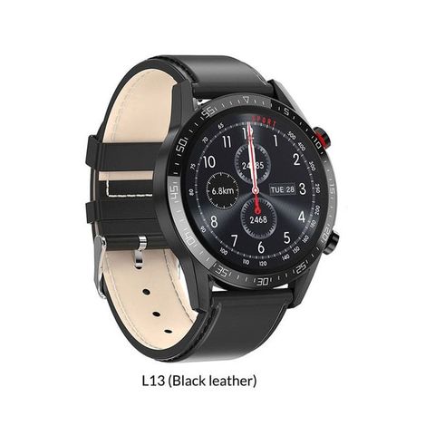 Microwear L13 Smartwatch ECG Black Leather Strap | Gọi Bluetooth, IP68, Dây Da Đen