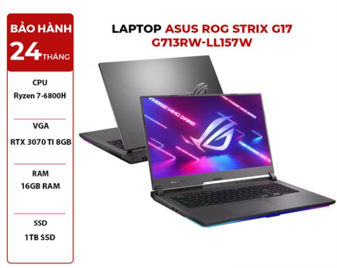 LAPTOP ASUS ROG STRIX G17 G713RW-LL157W Ryzen 7-6800H | RTX 3070 Ti 8GB | 16GB RAM | 1TB SSD | 17.3