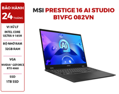  LAPTOP MSI PRESTIGE 16 AI STUDIO B1VFG 082VN INTEL CORE ULTRA 9 185H | RTX 4060 | 32GB RAM | 1TB SSD | 16