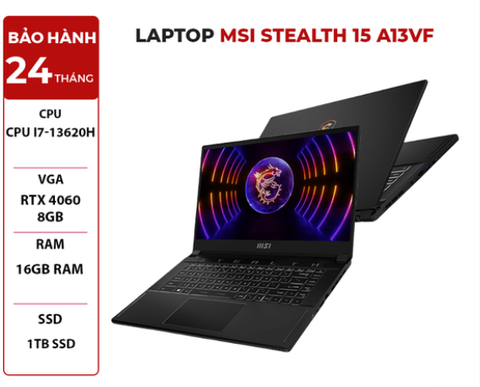 LAPTOP MSI STEALTH 15 A13VF CPU i7-13620H | VGA RTX 4060 | 8GB RAM | 16GB RAM | 1TB SSD | 15.6 QHD OLED 100% DCI-P3 240Hz | Win 11