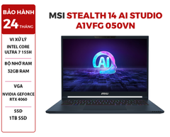  LAPTOP MSI STEALTH 14 AI STUDIO A1VFG 050VN INTEL CORE ULTRA 7 155H | RTX 4060 GDDR6 8GB | 32GB RAM | 1TB SSD | 14