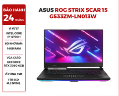  LAPTOP ASUS GAMING ROG STRIX SCAR 15 G533ZM-LN013W CORE i7-12700H | RTX 3060 6GB | 16GB RAM | 1TB SSD | 15.6