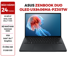  LAPTOP ASUS ZENBOOK DUO OLED UX8406MA-PZ307W Intel Core Ultra 7 155H | 16GB RAM | 512GB SSD | Intel Arc Graphics | 2x 14' 3K OLED 100% DCI-P3 Touch | Win 11 