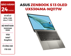  LAPTOP ASUS ZENBOOK S 13 OLED UX5304MA-NQ117W Intel Core Ultra 7 155U | 32GB RAM | 1TB SSD | Intel Graphics | 13.3' 3K OLED 100% DCI-P3 | Win 11 