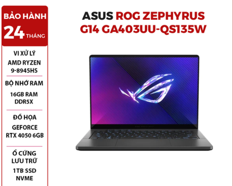 LAPTOP ASUS ROG ZEPHYRUS G14 GA403UU-QS135W RYZEN 9-8945HS | RTX 4050 6GB | 16GB RAM | 1TB SSD | 14' 3K OLED 120Hz | Win 11