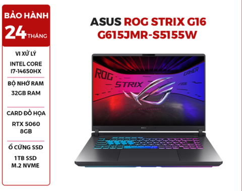 LAPTOP GAMING ASUS ROG STRIX G16 G615JMR-S5155W CORE i7-14650HX | RTX 5060 8GB | 32GB RAM | 1TB SSD | 16