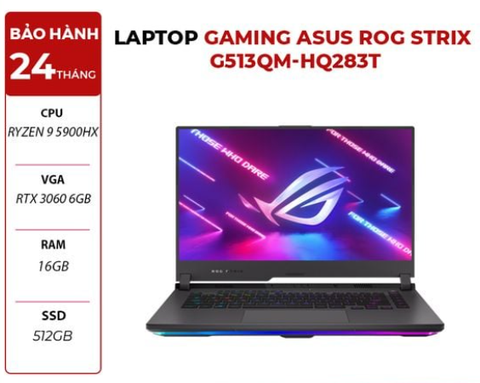 LAPTOP GAMING ASUS ROG STRIX G513QM-HQ283T RYZEN 9 5900HX | RTX 3060 6GB | 16GB RAM | 512GB SSD | 15.6