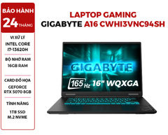  LAPTOP GAMING GIGABYTE A16 CWHI3VNC94SH CORE i7-13620H | RTX 5070 8GB | 16GB RAM | 1TB SSD | 16' WQXGA 165Hz | Win 11 