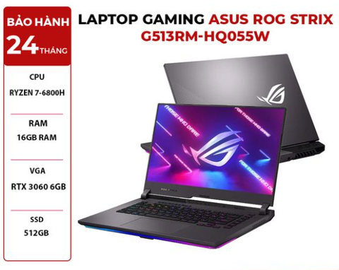 LAPTOP GAMING ASUS ROG STRIX G513RM-HQ055W RYZEN 7-6800H | RTX 3060 6GB |16GB RAM | 512GB SSD | 15.6