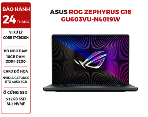 LAPTOP GAMING ASUS ROG ZEPHYRUS G16 GU603VU-N4019W CORE i7-13620H | RTX4050 6GB | 16GB RAM | 512GB SSD | 16' WQXGA IPS 2.5K 240Hz | WINDOWS 11