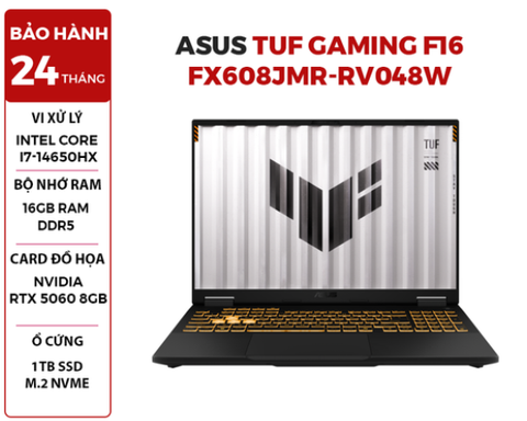 LAPTOP ASUS TUF GAMING F16 FX608JMR-RV048W CORE i7-14650HX | RTX 5060 8GB | 16GB RAM | 1TB SSD | 16' WUXGA 165Hz | Win 11