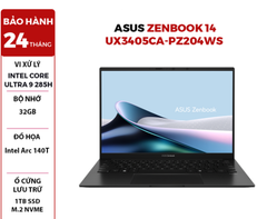  LAPTOP ASUS ZENBOOK 14 UX3405CA-PZ204WS Ultra 9 285H | 32GB RAM | 1TB SSD | Intel Arc 140T | 14' 3K Touch OLED 120Hz | Win 11 