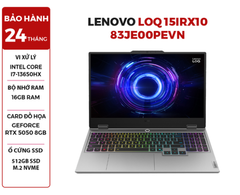  LAPTOP GAMING LENOVO LOQ 15IRX10 83JE00PEVN CORE i7-13650HX | RTX 5050 8GB | 16GB RAM | 512GB SSD | 15.6