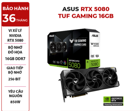 VGA ASUS RTX 5080 TUF Gaming OC 16GB GDDR7