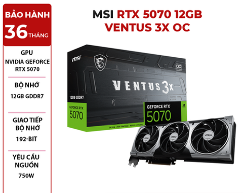 VGA MSI RTX 5070 12GB VENTUS 3X OC