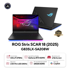  Laptop ASUS ROG Strix SCAR 18 G835LX-SA208W (Intel Core Ultra 9 Processor 275HX | RTX 5090 24GB | 18 inch 2.5K 240Hz | 64GB | 2TB | Win 11 | Đen) 