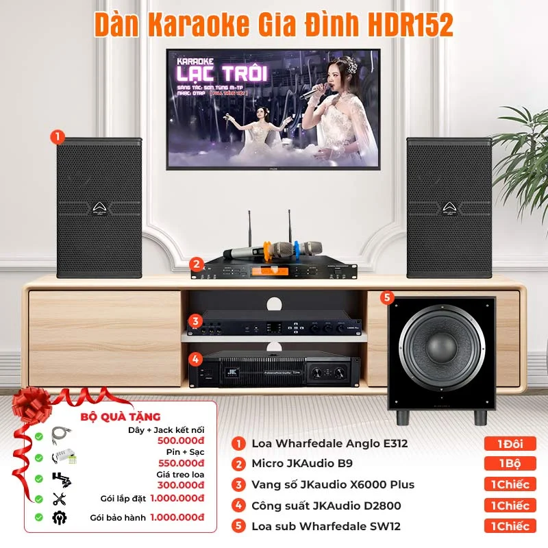 Ảnh minh họa Dàn karaoke gia đình HDR152 (Wharfedale Anglo E312, SW12, JKAudio D2800, X6000 Plus, B9) 1