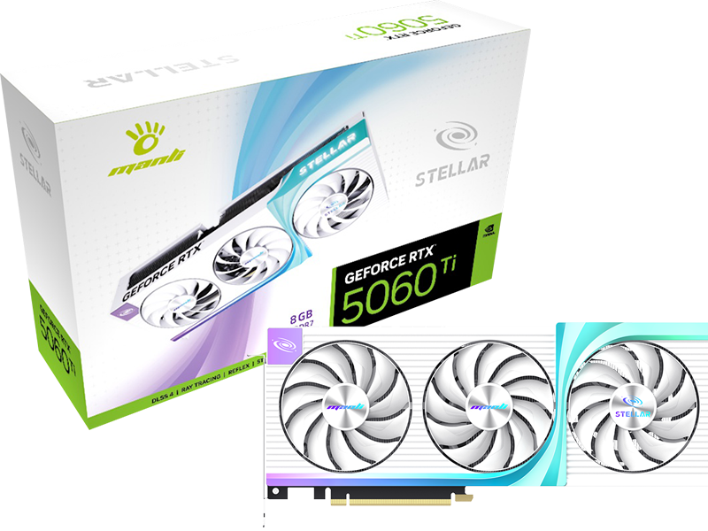 CARD ĐỒ HỌA MANLI STELLAR GEFORCE RTX 5060 TI OC 8GB GDDR7 M-N506TISO/D78G-M3648