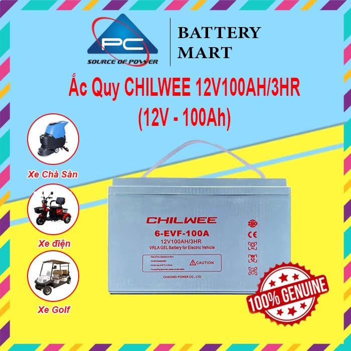 Ảnh minh họa Ắc Quy Chilwee 12V100AH, ắc quy dùng cho xe điện, xe golf, xe chà sàn 1