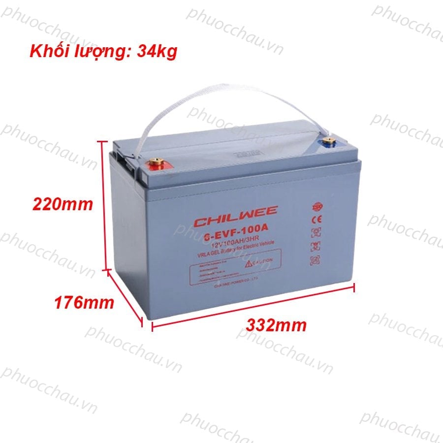Ảnh minh họa Ắc Quy Chilwee 12V100AH, ắc quy dùng cho xe điện, xe golf, xe chà sàn 2