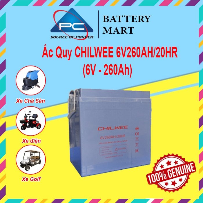 Ảnh minh họa Ắc Quy Chilwee 6V260AH, ắc quy dùng cho xe điện, xe golf, xe chà sàn 1